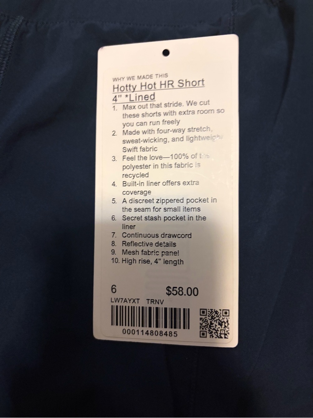 lululemon athletica Navy Blue Women's Hotty Hot lined Athletic Shorts - Picture 5 of 5